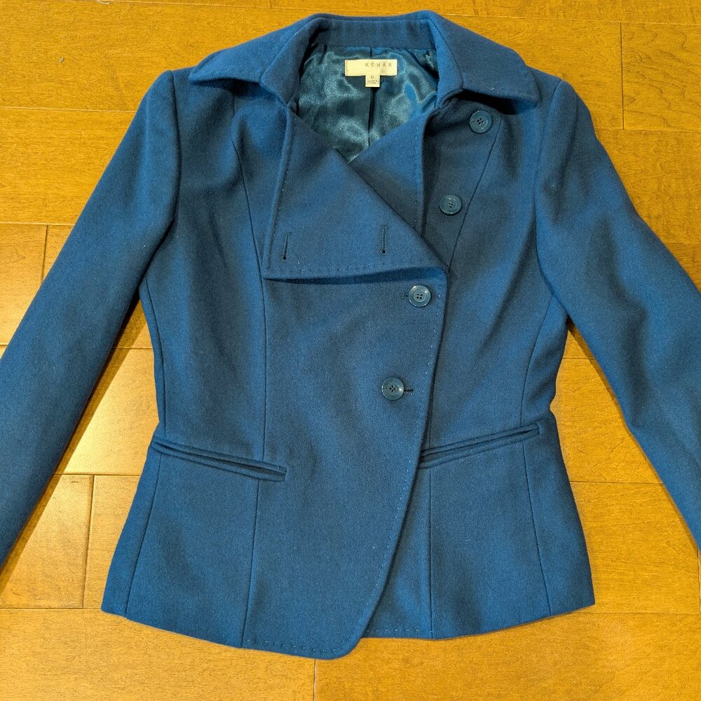 Kenar Wool Blazer Coat Blue, Size M